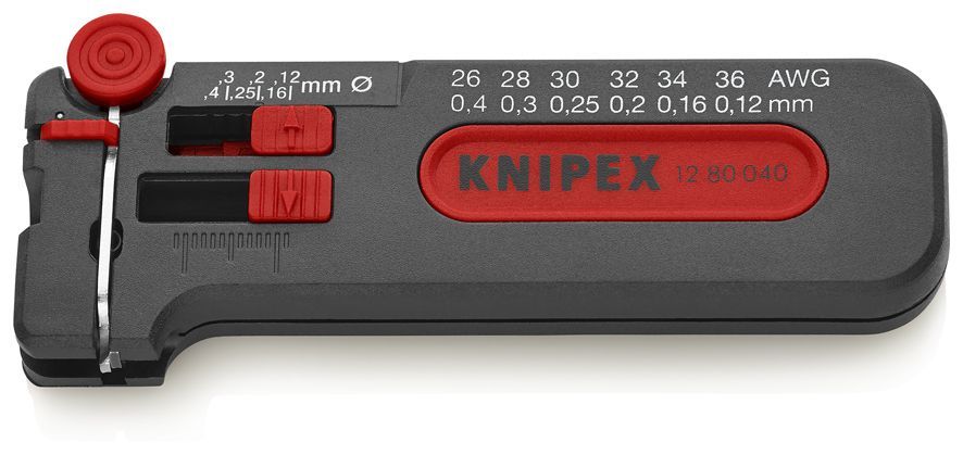 Мини-стриппер для тонких медных кабелей, O 0.12-0.4 мм AWG 36-26, SB KN-1280040SB Knipex