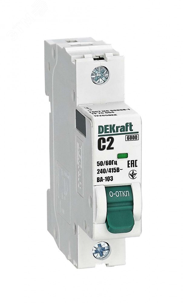 Выключатель автоматический модульный 1п C 2А ВА-103 DEKraft 12265DEK DEKraft