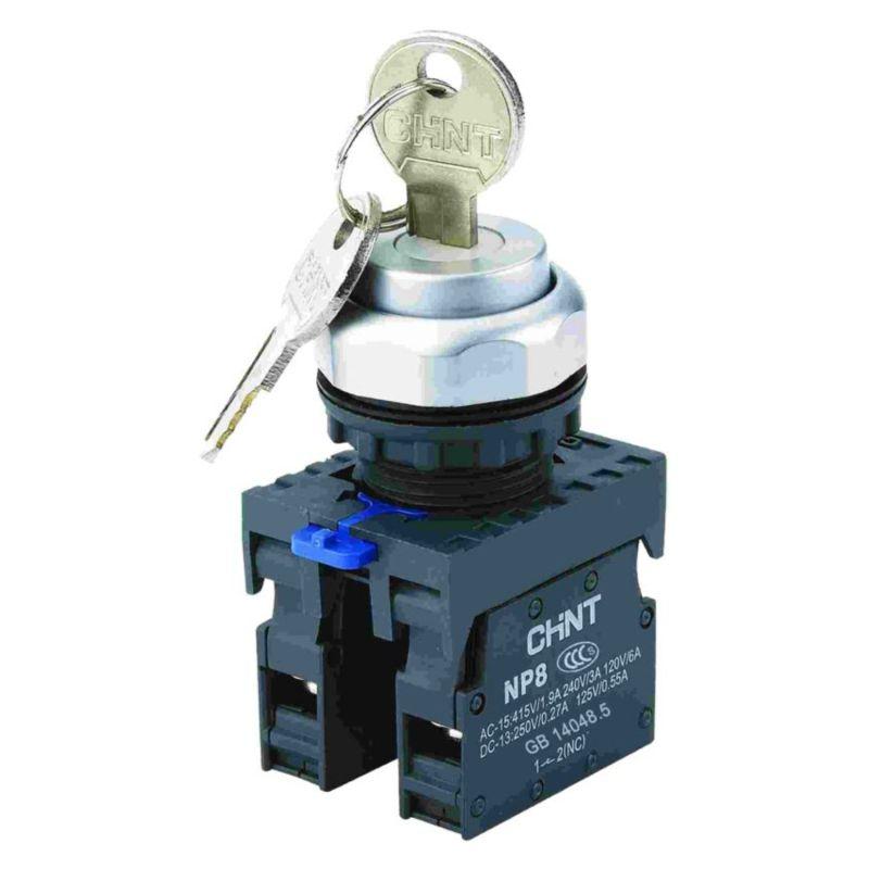 Переключатель с ключом NP8-20Y/31 3 полож. с фиксацией 2НО IP65 CHINT 667185 Chint