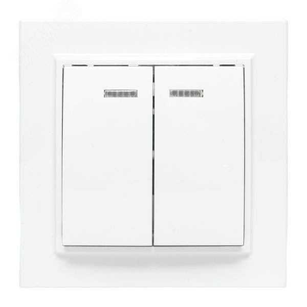 Выключатель 2-кл. СП Минск 10А IP20 с индикатором бел. Basic ERV10-123-10 EKF