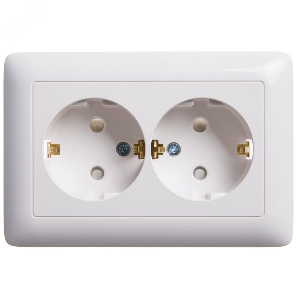Розетка 2-м СП Хит 16А IP20 с заземл. защ. шторки бел. SE RS16-231-B Systeme Electric