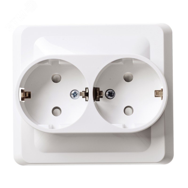 Розетка 2-м СП Этюд 16А IP20 250В с заземл. защ. шторки бел. SE PC16-008B Systeme Electric
