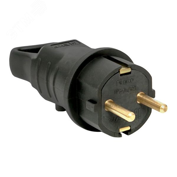 Вилка угловая 16А 2P+PE 230В IP44 с кольцом каучук Basic RPS-017-16-230-44 EKF