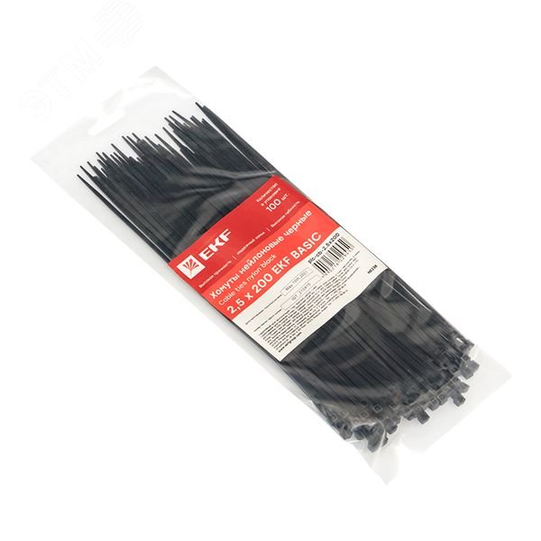 Хомут кабельный 2.5х200 нейл. черн. (уп.100шт) plc-cb-2.5x200 EKF