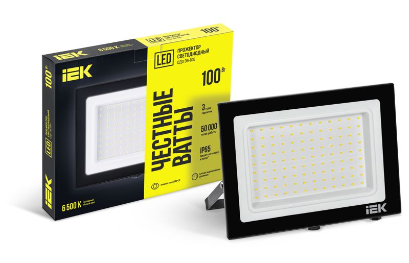 Прожектор светодиодный СДО 06-100 6500К IP65 черн. IEK LPDO601-100-65-K02 IEK