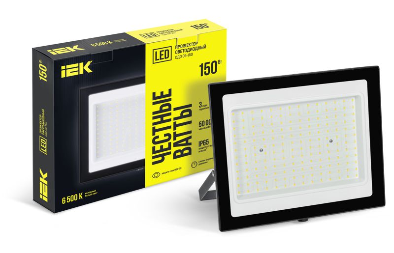 Прожектор светодиодный СДО 06-150 6500К IP65 черн. IEK LPDO601-150-65-K02 IEK