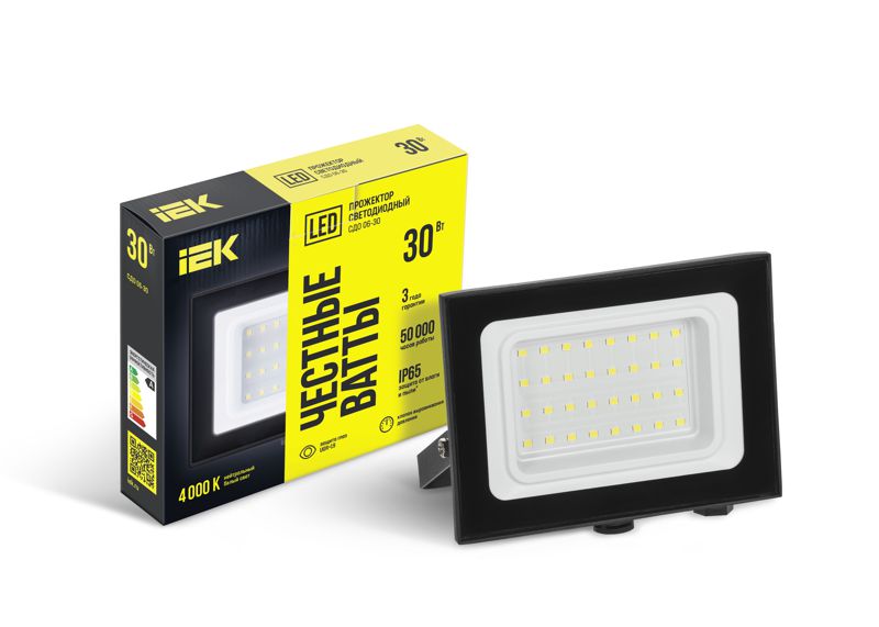 Прожектор светодиодный СДО 06-30 6500К IP65 черн. LPDO601-30-65-K02 IEK