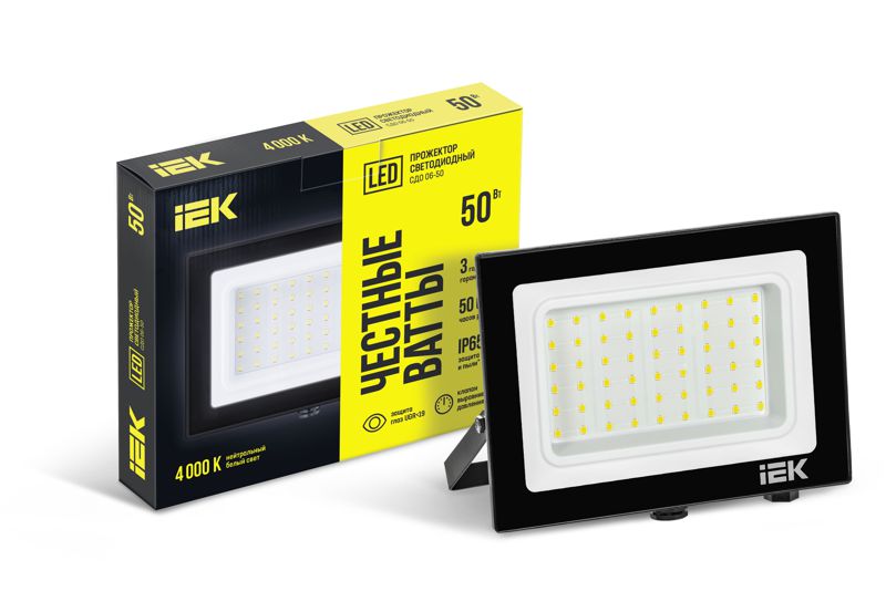 Прожектор светодиодный СДО 06-50 4000К IP65 черн. IEK LPDO601-50-40-K02 IEK