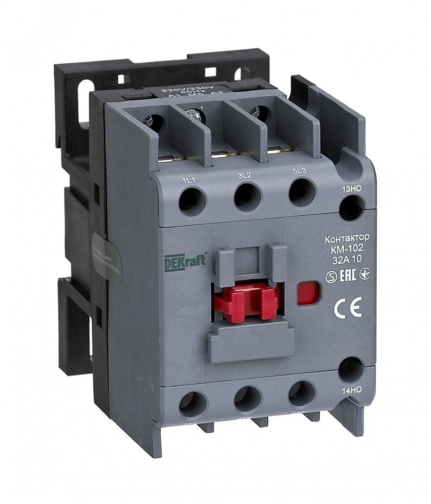 Контактор КМ-102 3п 32А кат. 230В AC 1НО AC-3 AC-4 22005DEK DEKraft