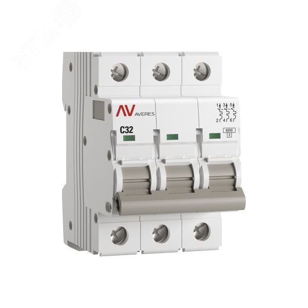 Выключатель автоматический модульный 3п C 32А 6кА AV-6 AVERES EKF mcb6-3-32C-av EKF