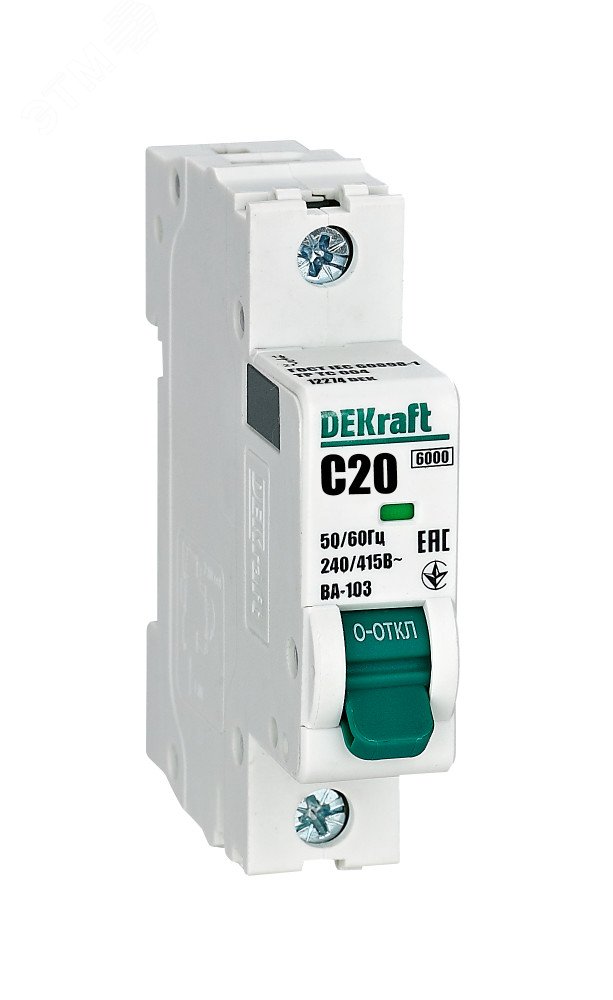 Выключатель автоматический модульный 1п C 20А 6кА ВА-103 DEKraft 12274DEK DEKraft