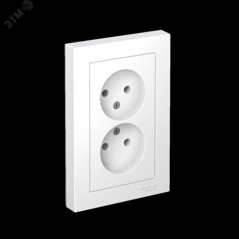 Розетка 2-м СП AtlasDesign 16А IP20 без заземл. в сборе бел. SE ATN000120 Systeme Electric