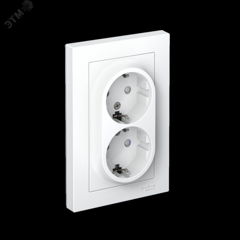 Розетка 2-м СП AtlasDesign 16А IP20 с заземл. защ. шторки в сборе бел. SE ATN000126 Systeme Electric