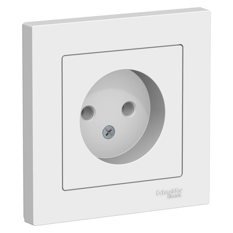 Розетка 1-м СП AtlasDesign 16А IP20 без заземл. в сборе бел. SE ATN000140 Systeme Electric