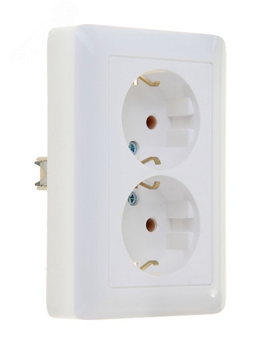 Розетка 2-м СП Хит 16А 250В с заземл. без защ. шторок бел. SE RS16-236-B Systeme Electric