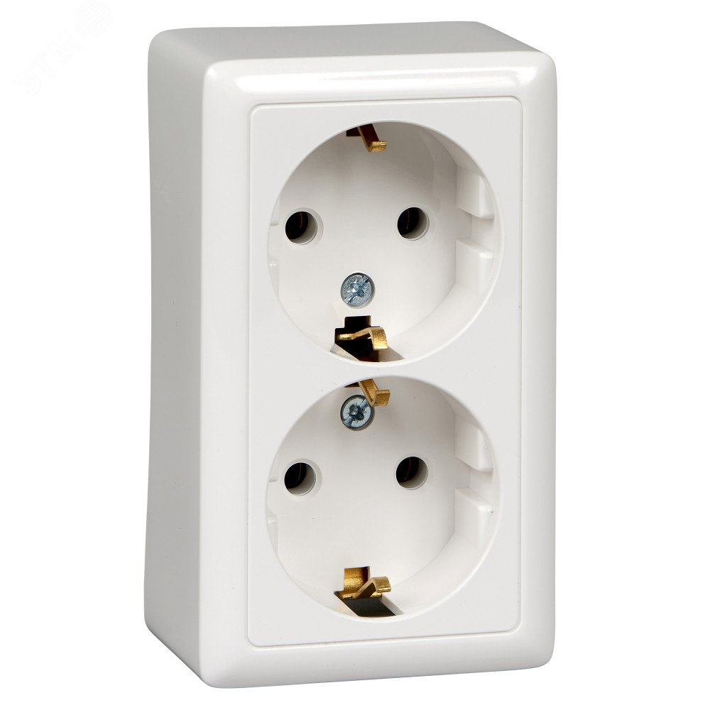 Розетка 2-м ОП Хит 16А 250В с заземл. без защ. шторок бел. SE RA16-238-B Systeme Electric
