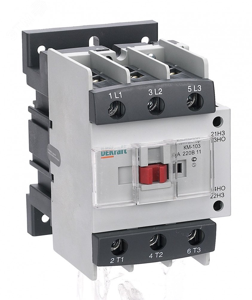 Контактор КМ-103 80А кат. 220В AC 1НО+1НЗ AC-3 22143DEK DEKraft