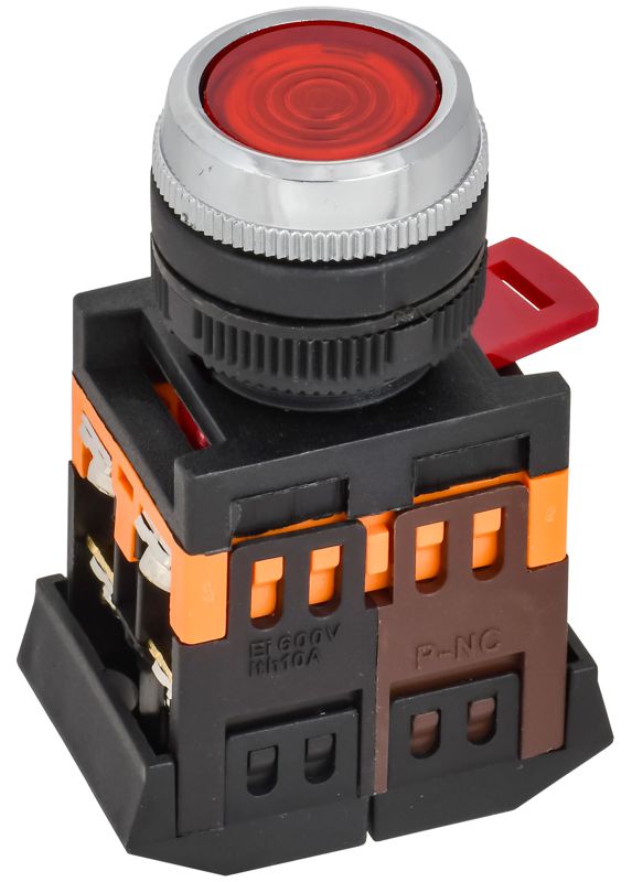 Кнопка ABLFS-22 d22мм 1з+1р 240В неон кр. BBT30-ABLFS-K04 IEK