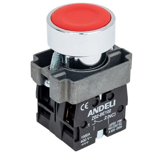 КНОПКА XB2-BА45 КРАСНЫЙ 1З+1Р (ANDELI) Andeli